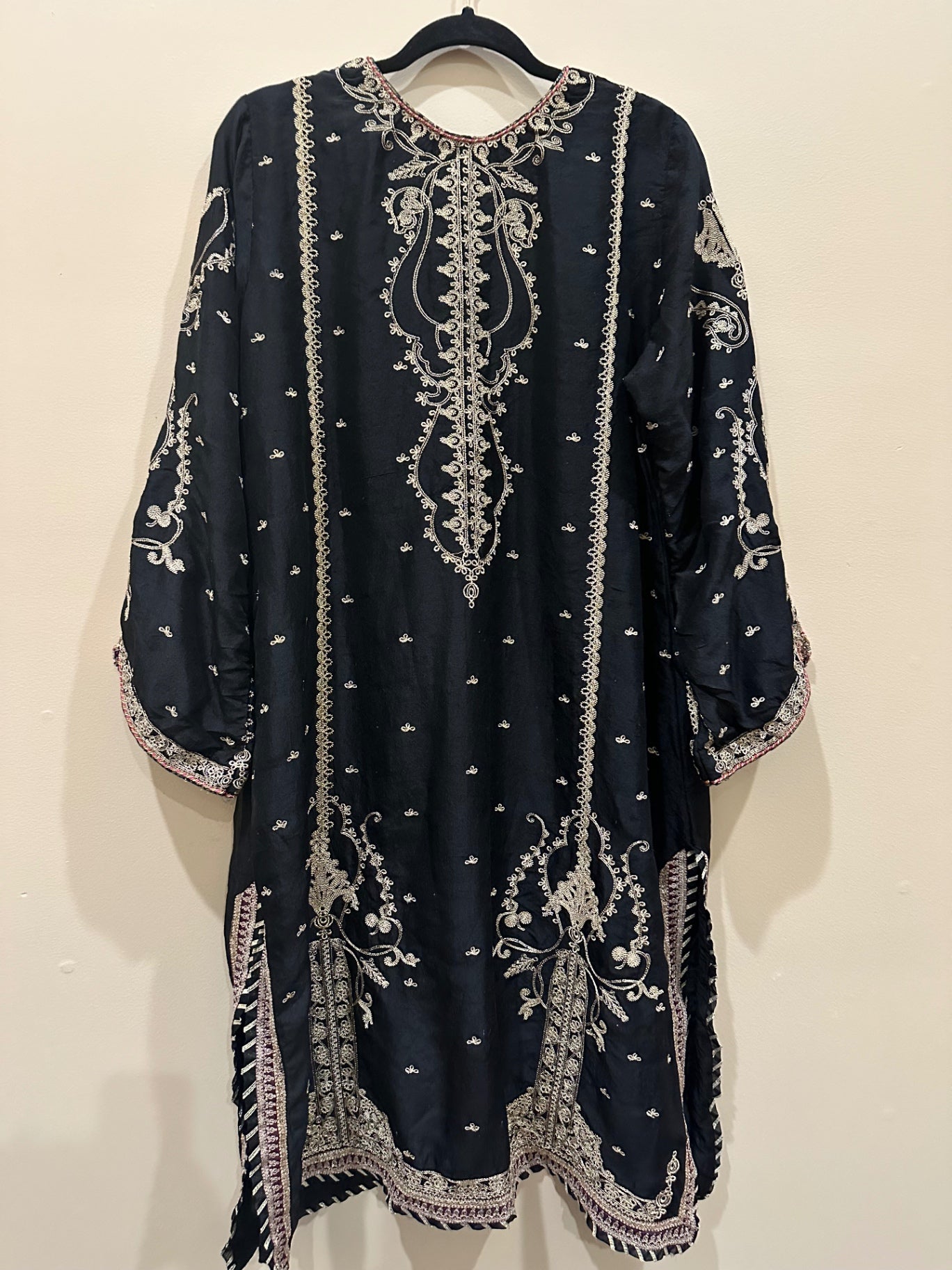 Farah Talib Aziz 3 piece silk black dress