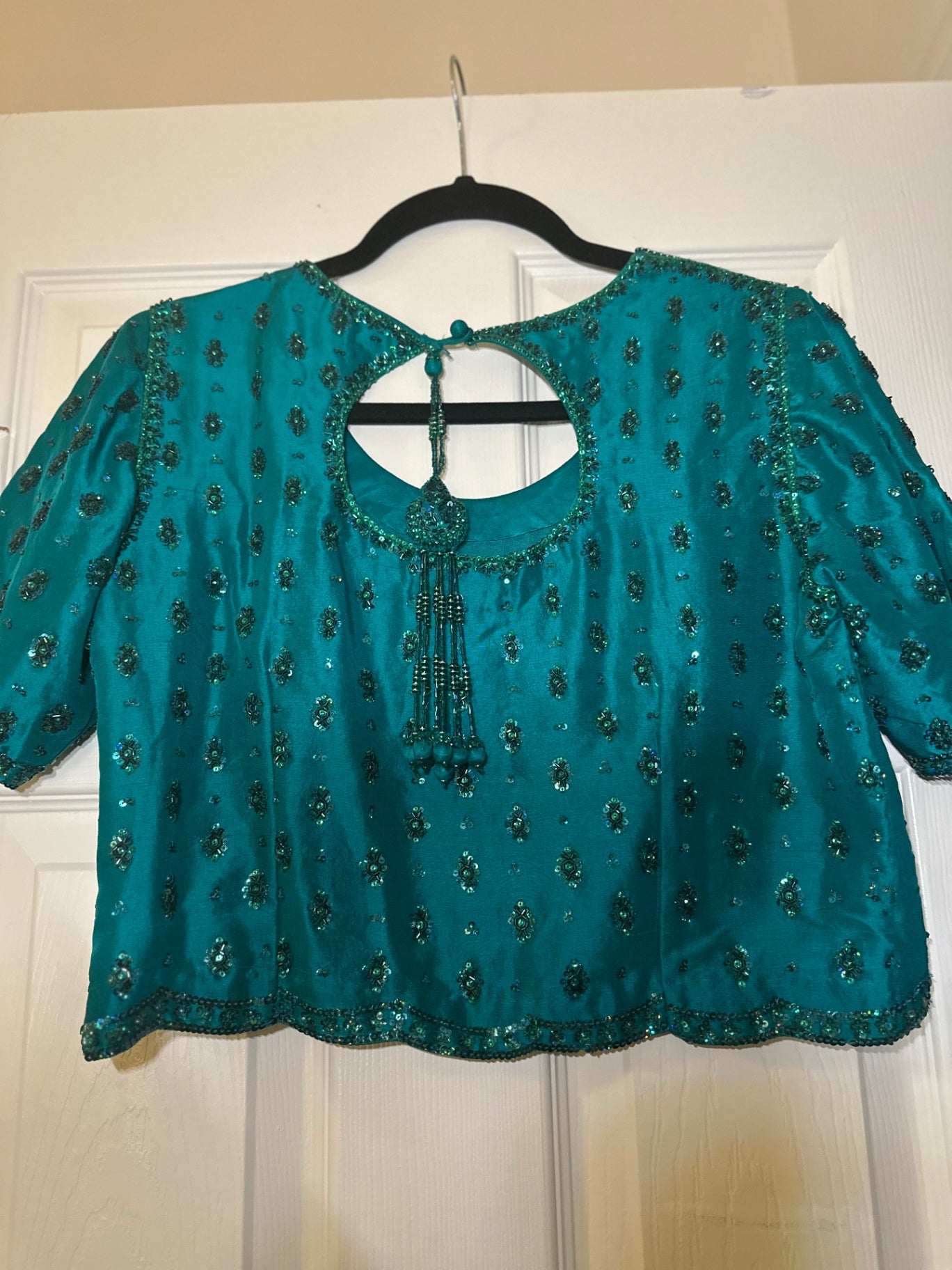 Persian emerald draped Lehenga Choli - FTA