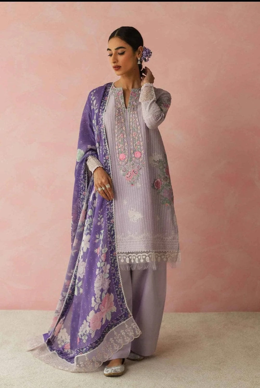 Lawn 1b Purple- Zara Shahjahan