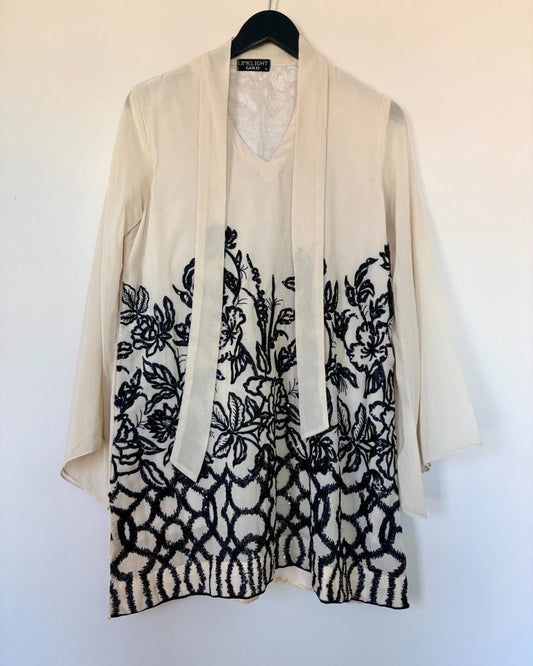 Embroidered Tie-neck Shirt - Limelight Gold