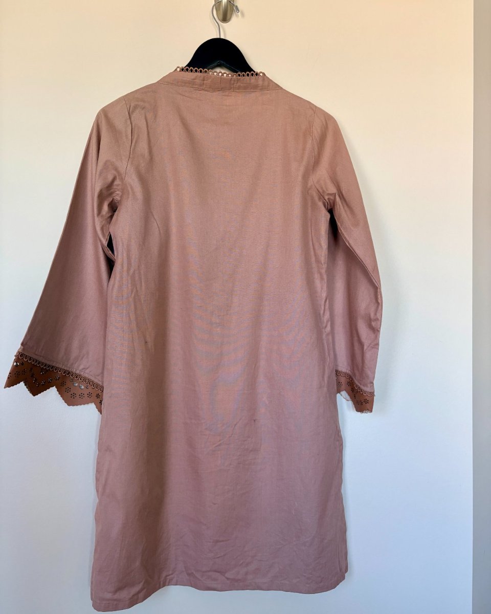 Leather Cutwork Shirt - Sana Safinaz