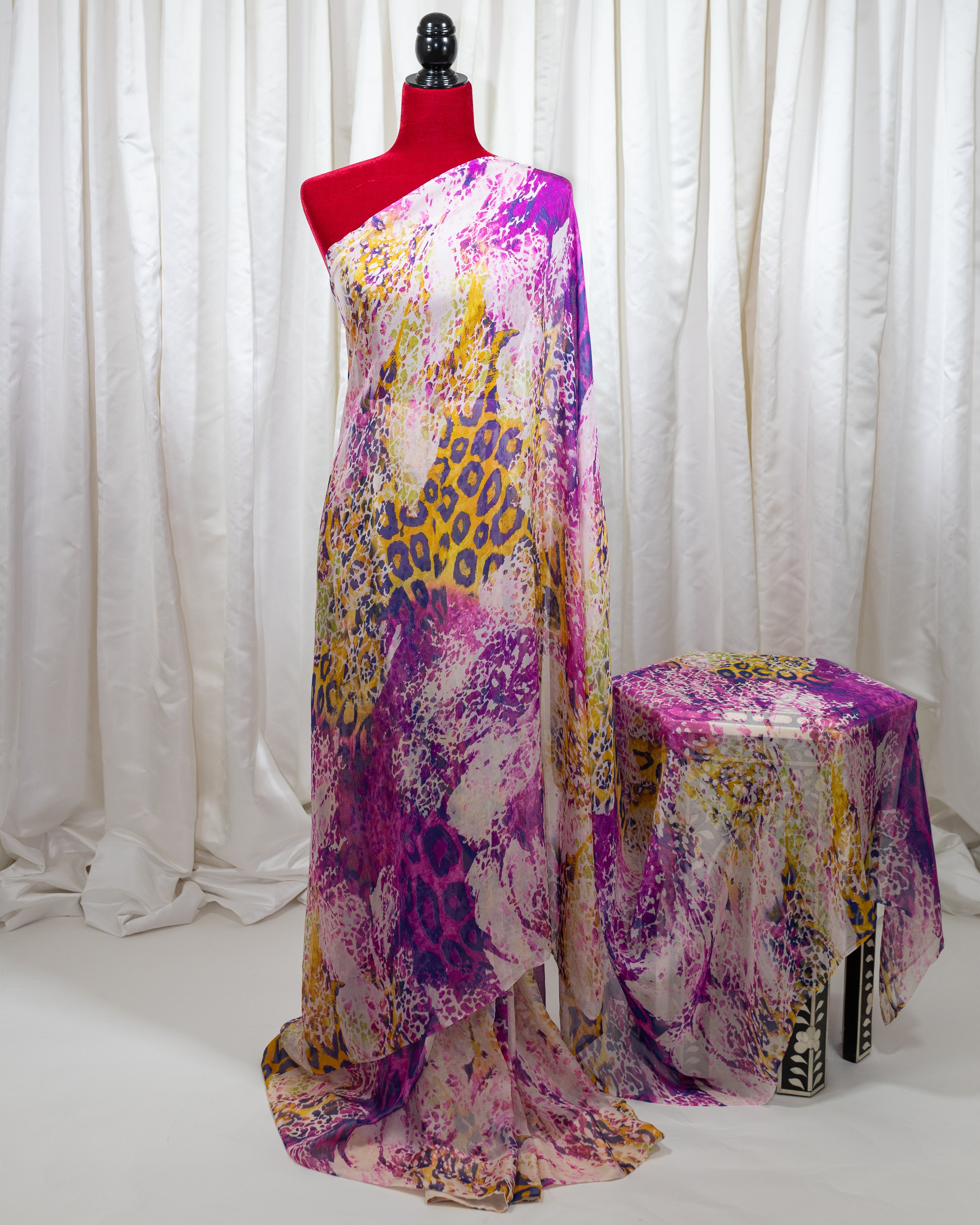 Printed french on sale chiffon sarees