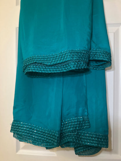Persian emerald draped Lehenga Choli  - FTA