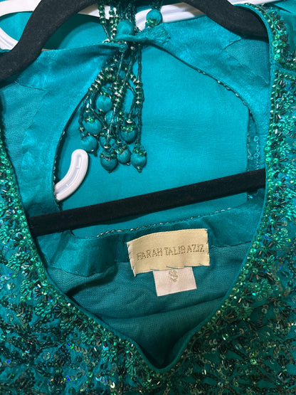 Persian emerald draped Lehenga Choli  - FTA