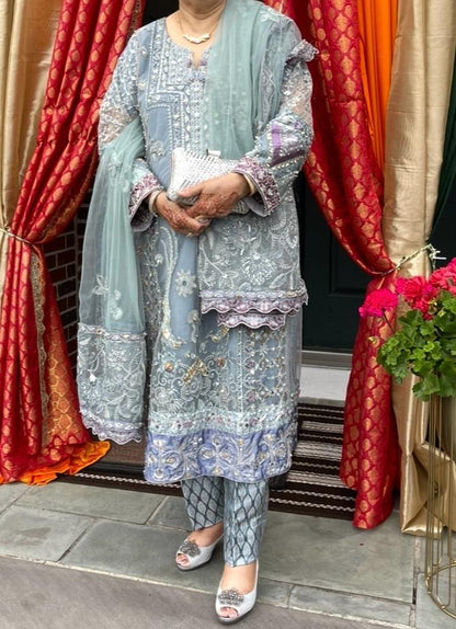 Elan Light blue with gold and silver embroidery