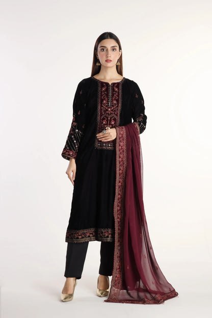 Velvet Embroidered Suit (AV0019) - Chinyere 