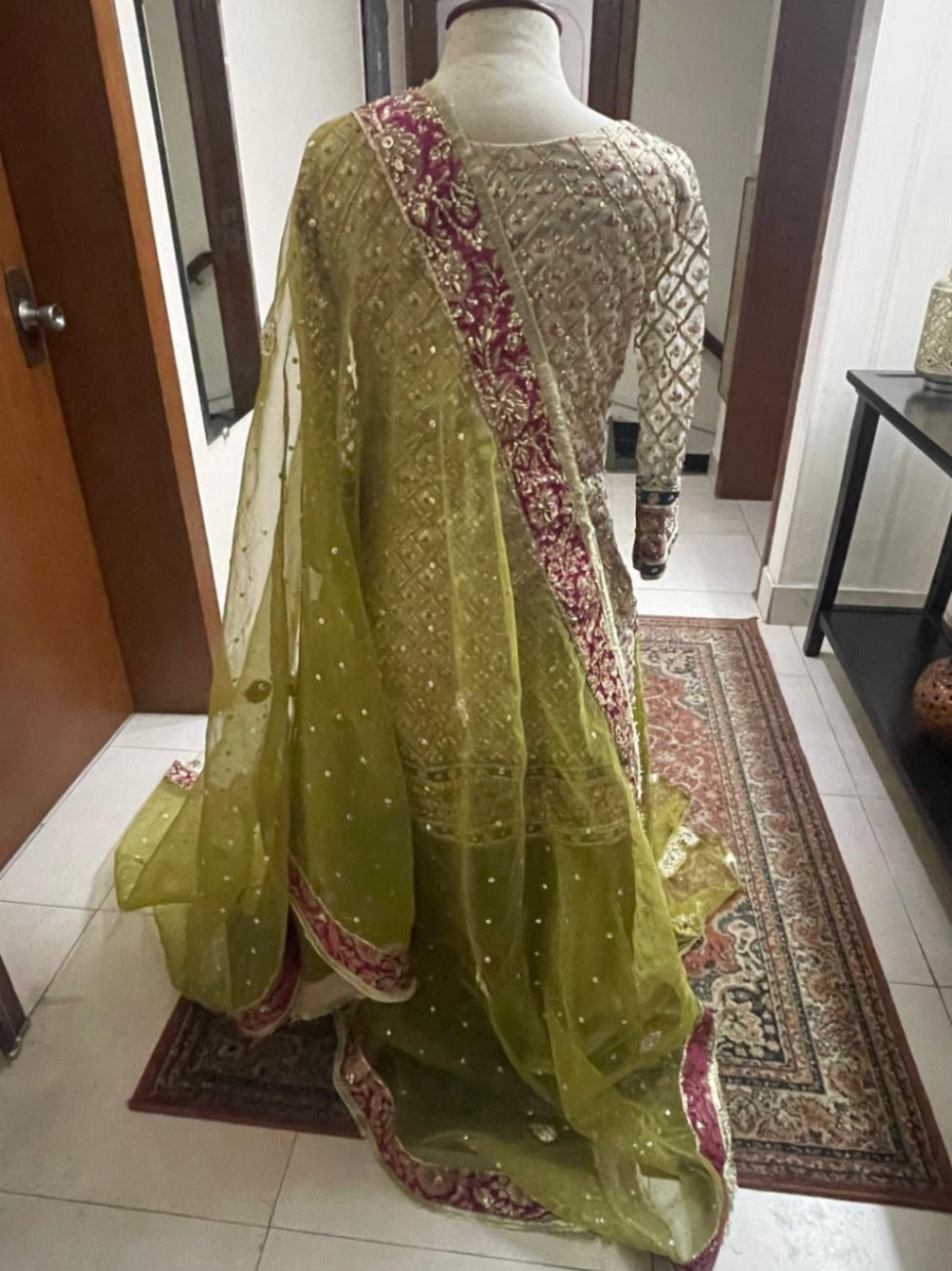 Tabbya Light Green with Pink and Blue Embroidery