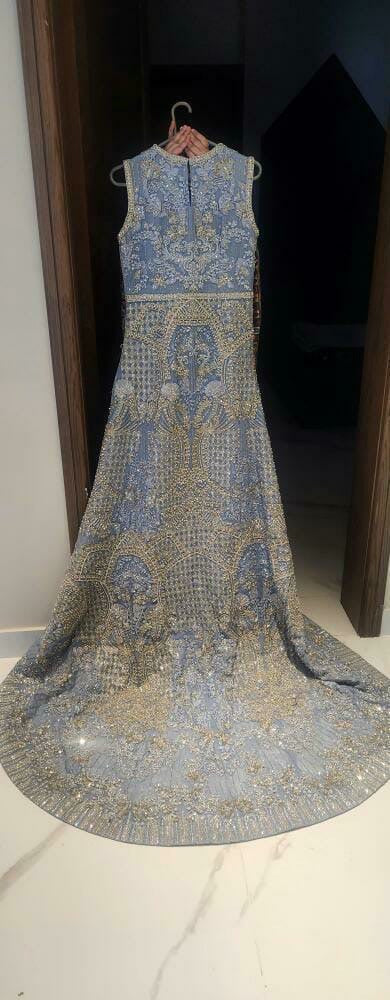 Saira Rizwan Blue with gold accents