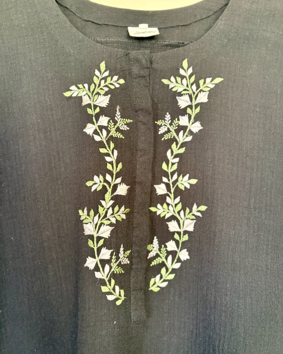 Embroidered Black Kurta - Pretty Attire
