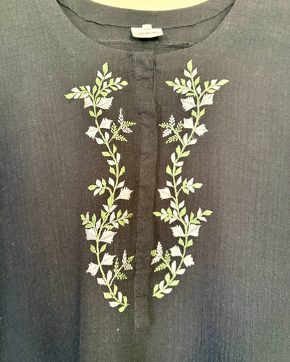 Embroidered Black Kurta - Pretty Attire