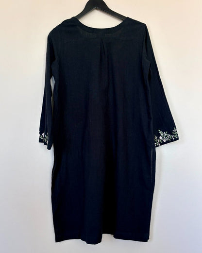 Embroidered Black Kurta - Pretty Attire