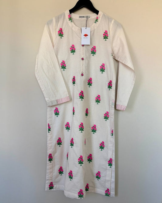 Embroidered White Kurta - Khaadi