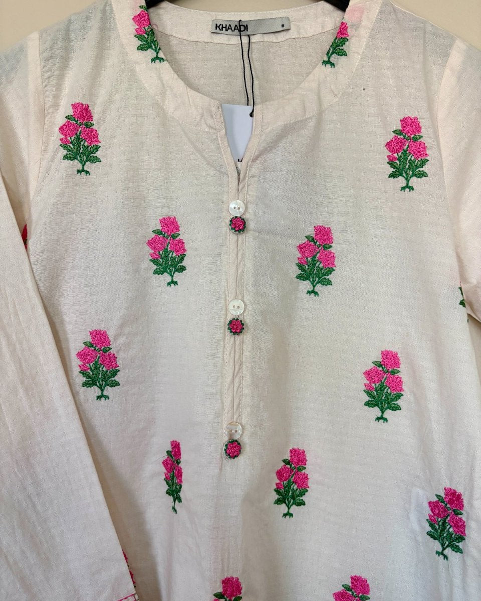 Embroidered White Kurta - Khaadi