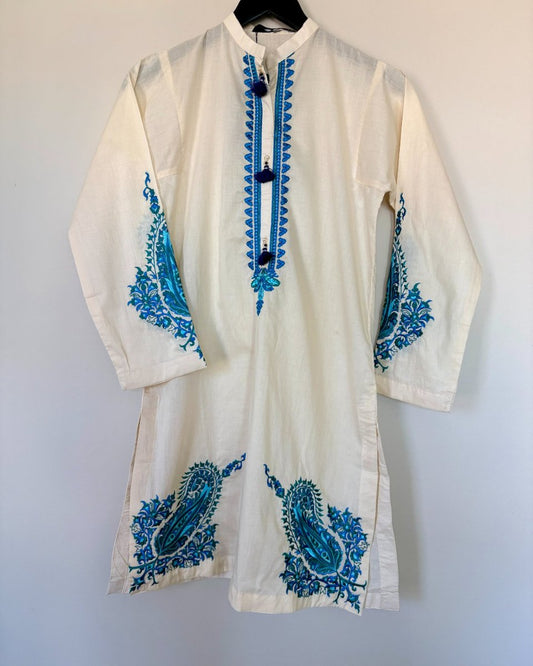Embroidered Blue White Kurta - Khaadi