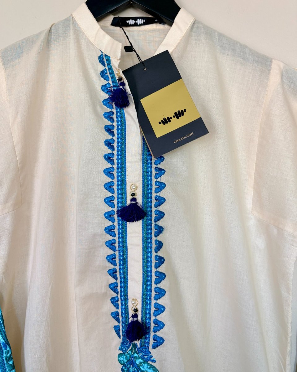 Embroidered Blue White Kurta - Khaadi