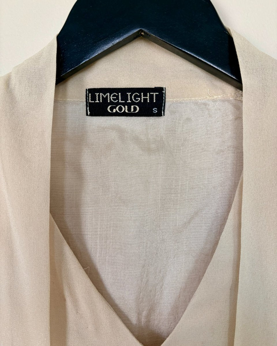 Embroidered Tie-neck Shirt - Limelight Gold