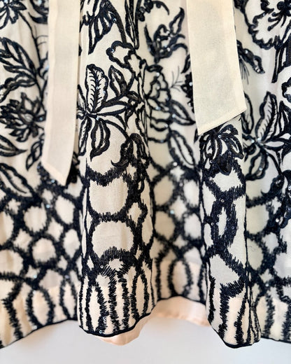 Embroidered Tie-neck Shirt - Limelight Gold