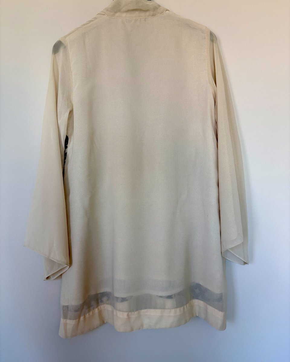 Embroidered Tie-neck Shirt - Limelight Gold