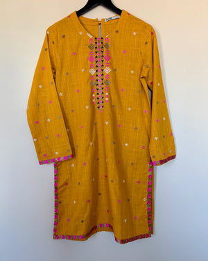 Mustard Embroidered Kurta - Khaadi
