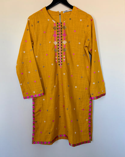 Mustard Embroidered Kurta - Khaadi