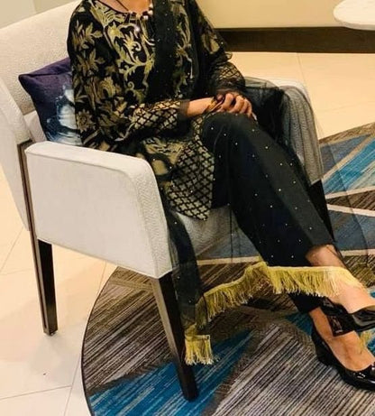 Gold Zari Work Limelight Suit
